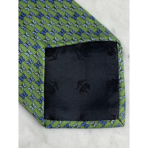 BROOKS BROTHERS 346 Tie Silk Necktie 58" x 3-3/4" Blue Butterfly on Green EUC - Picture 5 of 5